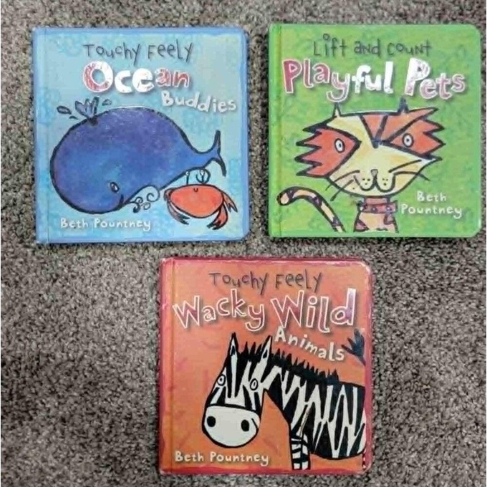 Beth Pountney book lot Wacky Wild Animals (Touchy Feely) Lift & Count Kids Baby